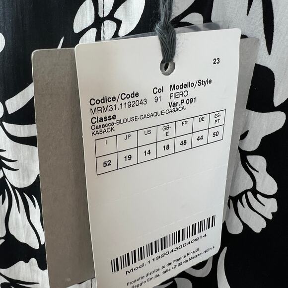 PERSONA BY MARINA RINALDI Black White Floral Print Fiero Button Down Top 14 NEW - Picture 8 of 10